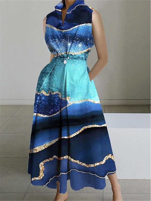 Women's Shirt Dress Casual Dress Swing Dress Maxi Long Dress Outdoor Office Daily Polyester Fashion Modern Shirt Collar Button Pocket Sleeveless Summer Spring 2023 Loose Fit White Red Navy Blue Color 3 Women's Shirt Dress Casual Dress Swing Dress Maxi Long Dress Outdoor Office Daily Polyester Fashion Modern Shirt Collar Button Pocket Sleeveless Summer Spring 2023 Loose Fit White Red Navy Blue Color - Image 3