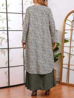 Women's Plus Size Curve Casual Dress A Line Dress Floral Dress Solid Color Floral Long Dress Maxi Dress Long Sleeve Fake Two Piece Crew Neck Fashion Party Green Fall Winter XL XXL 3XL 4XL -HAYz Clothing Shop qzllrn1695018767703