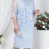 Women‘s Plus Size Curve Sheath Dress Floral Round Neck Lace Half Sleeve Fall Spring Work Vintage Prom Dress Knee Length Dress Party Daily Dress