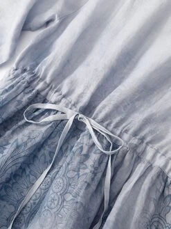 Women's Casual Dress Linen Dress Midi Dress Linen Fashion Romantic Outdoor Daily Holiday Crew Neck Pocket Print 3/4 Length Sleeve Fall Winter Autumn 2023 Loose Fit Blue Orange Painting Flower M L XL -HAYz Clothing Shop rahzuo1694418650315