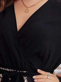 Women's Plus Size Prom Dress Party Dress Wedding Guest Dress Long Dress Maxi Dress Black Long Sleeve Print Lace Up Fall Winter Autumn V Neck Fashion Winter Dress Evening Party Wedding Guest 2023 L XL -HAYz Clothing Shop rbkwjp1693535459416