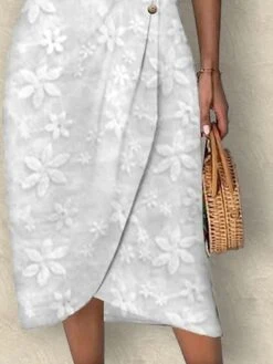 Women's Casual Dress Cotton Linen Dress Shift Dress Midi Dress Cotton Blend Fashion Modern Outdoor Daily V Neck Lace Ruffle Short Sleeve Summer Spring 2023 Regular Fit White Floral S M L XL 2XL -HAYz Clothing Shop rclamm1682413377521