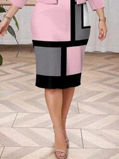 Women's Plus Size Curve Casual Dress Dress Set Two Piece Dress Geometric Plaid Midi Dress Long Sleeve Print Crew Neck Fashion Outdoor Pink Fall Winter L XL XXL 3XL 4XL 5 Women's Plus Size Curve Casual Dress Dress Set Two Piece Dress Geometric Plaid Midi Dress Long Sleeve Print Crew Neck Fashion Outdoor Pink Fall Winter L XL XXL 3XL 4XL -HAYz Clothing Shop rcuxav1697778371452