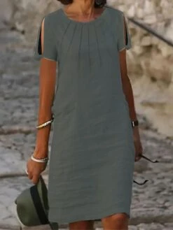 Women's Casual Dress Cotton Dress Shift Dress Midi Dress Cotton Blend Fashion Basic Outdoor Daily Vacation Crew Neck Cut Out Short Sleeve Summer Spring 2023 Loose Fit Black White Blue Plain S M L XL 8 Women's Casual Dress Cotton Dress Shift Dress Midi Dress Cotton Blend Fashion Basic Outdoor Daily Vacation Crew Neck Cut Out Short Sleeve Summer Spring 2023 Loose Fit Black White Blue Plain S M L XL -HAYz Clothing Shop rdoccj1683873487196