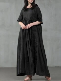 Women's Casual Dress Cotton Linen Dress Swing Dress Long Dress Maxi Dress Black Pink Green Short Sleeve Pure Color Ruched Spring Fall Autumn Crew Neck Elegant Vacation Loose Fit 2022 S M L XL XXL 3XL 23 Women's Casual Dress Cotton Linen Dress Swing Dress Long Dress Maxi Dress Black Pink Green Short Sleeve Pure Color Ruched Spring Fall Autumn Crew Neck Elegant Vacation Loose Fit 2022 S M L XL XXL 3XL -HAYz Clothing Shop rdyrni1629970911480