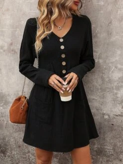 Women's Cotton Linen Dress Mini Dress Cotton Modern Style Casual Work Daily Vacation V Neck Button Long Sleeve Fall Winter 2023 Loose Fit Black Plain S M L XL 6 Women's Cotton Linen Dress Mini Dress Cotton Modern Style Casual Work Daily Vacation V Neck Button Long Sleeve Fall Winter 2023 Loose Fit Black Plain S M L XL -HAYz Clothing Shop rekhsk1694687655337