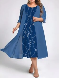Women's Plus Size Two Piece Dress Set Casual Dress Swing Dress Outdoor Daily Fashion Elegant Print Midi Dress Crew Neck 3/4 Length Sleeve Floral Ombre Loose Fit Navy Blue Blue Dark Green Fall Winter 6 Women's Plus Size Two Piece Dress Set Casual Dress Swing Dress Outdoor Daily Fashion Elegant Print Midi Dress Crew Neck 3/4 Length Sleeve Floral Ombre Loose Fit Navy Blue Blue Dark Green Fall Winter -HAYz Clothing Shop rfeikf1693374466727