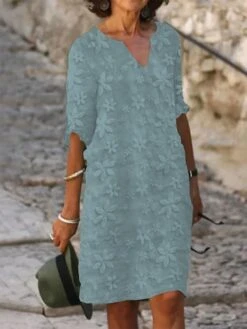 Women's Cotton Linen Dress Casual Dress Shift Dress Midi Dress Cotton Fashion Modern Outdoor Daily Vacation V Neck Print Half Sleeve Summer Spring 2023 Loose Fit White Blue Green Flower S M L XL 2XL 7 Women's Cotton Linen Dress Casual Dress Shift Dress Midi Dress Cotton Fashion Modern Outdoor Daily Vacation V Neck Print Half Sleeve Summer Spring 2023 Loose Fit White Blue Green Flower S M L XL 2XL -HAYz Clothing Shop rfjqrt1679560721590