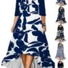 Women‘s Plus Size Curve Casual Dress Graphic Floral Long Dress Maxi Dress Half Sleeve Print V Neck Fashion Daily Black Blue Summer Spring L XL XXL 3XL 4XL