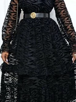 Women‘s Plus Size Curve Flattering Dresses Elegant Apple Shaped Dress Wedding Guest Prom Dress Solid Color Crew Neck Long Sleeve Fall Winter Casual Midi Dress Daily Vacation Dress -HAYz Clothing Shop rhxrfn1634635282698