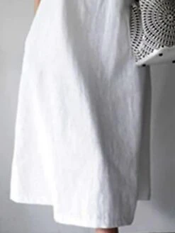 Women's Casual Dress Cotton Linen Dress Shift Dress Maxi Long Dress Cotton Blend Casual Daily Vacation Crew Neck Pocket Sleeveless Summer Spring Boom Sale Dress Loose Fit White Pure Color S M L XL XXL -HAYz Clothing Shop rjugwz1656913233885