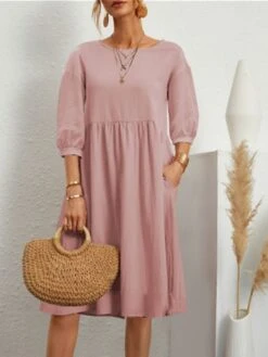 Women's Casual Dress Cotton Dress Midi Dress Cotton Basic Classic Outdoor Daily Vacation Crew Neck Ruched 3/4 Length Sleeve Fall Winter Autumn 2023 Loose Fit ArmyGreen Black White Plain S M L XL 2XL 20 Women's Casual Dress Cotton Dress Midi Dress Cotton Basic Classic Outdoor Daily Vacation Crew Neck Ruched 3/4 Length Sleeve Fall Winter Autumn 2023 Loose Fit ArmyGreen Black White Plain S M L XL 2XL -HAYz Clothing Shop rkjtfs1693739259912