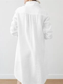 Women's Plus Size Curve Shirt Dress Casual Dress Solid Color Midi Dress Long Sleeve Ruched Shirt Collar Fashion Outdoor White Brown Fall Winter L XL XXL 3XL 4XL -HAYz Clothing Shop rkllsh1693970751753