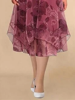 Women's Plus Size Curve Two Piece Dress Set Casual Dress Print Dress Outdoor Daily Fashion Elegant Layered Print Midi Dress Crew Neck 3/4 Length Sleeve Floral Fuchsia Spring Fall L XL XXL 3XL 4XL -HAYz Clothing Shop rkmywl1692340702526