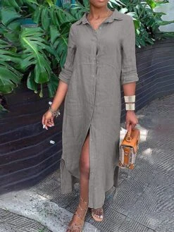 Women's Shirt Dress Cotton Linen Dress Casual Dress Maxi Long Dress Cotton Blend Classic Casual Outdoor Daily Vacation Shirt Collar Button Split Long Sleeve Summer Spring Fall 2023 Loose Fit White 16 Women's Shirt Dress Cotton Linen Dress Casual Dress Maxi Long Dress Cotton Blend Classic Casual Outdoor Daily Vacation Shirt Collar Button Split Long Sleeve Summer Spring Fall 2023 Loose Fit White -HAYz Clothing Shop rkugig1679557906594