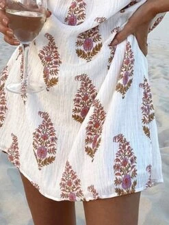 Women's Casual Dress Cotton Linen Dress Mini Dress Polyester Fashion Modern Outdoor Daily Holiday One Shoulder Print 3/4 Length Sleeve Summer Spring Fall 2023 Loose Fit White Flower S M L XL -HAYz Clothing Shop rljfdb1691143586601