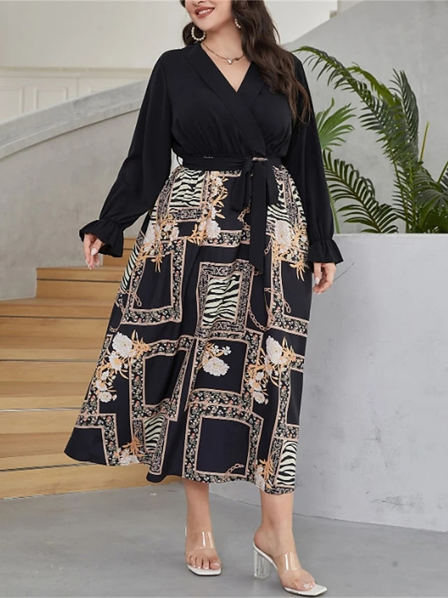 Women's Plus Size Prom Dress Party Dress Wedding Guest Dress Long Dress Maxi Dress Black Long Sleeve Floral Lace Up Fall Winter Autumn V Neck Fashion Winter Dress Evening Party Wedding Guest 2023 L 6 Women's Plus Size Prom Dress Party Dress Wedding Guest Dress Long Dress Maxi Dress Black Long Sleeve Floral Lace Up Fall Winter Autumn V Neck Fashion Winter Dress Evening Party Wedding Guest 2023 L - Image 6