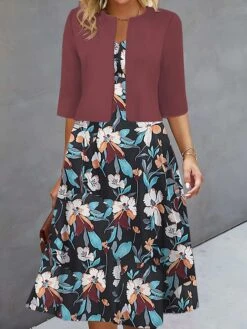 Women's Two Piece Dress Set Casual Dress Print Dress Outdoor Daily Fashion Elegant Print Midi Dress V Neck Half Sleeve Floral Regular Fit Black Navy Blue Blue Fall Winter S M L XL XXL 7 Women's Two Piece Dress Set Casual Dress Print Dress Outdoor Daily Fashion Elegant Print Midi Dress V Neck Half Sleeve Floral Regular Fit Black Navy Blue Blue Fall Winter S M L XL XXL -HAYz Clothing Shop rnbalx1693289325222