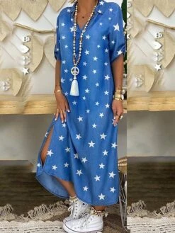 Women's Shirt Dress Swing Dress Maxi Long Dress Outdoor Daily Vacation Cotton Linen Stylish Modern Shirt Collar Split Print Short Sleeve Summer Spring 2023 Loose Fit Black Red Blue Geometric Letter 13 Women's Shirt Dress Swing Dress Maxi Long Dress Outdoor Daily Vacation Cotton Linen Stylish Modern Shirt Collar Split Print Short Sleeve Summer Spring 2023 Loose Fit Black Red Blue Geometric Letter -HAYz Clothing Shop rphtkv1644475274227