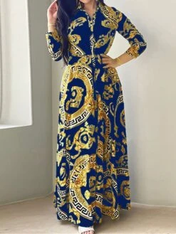 Women's Shirt Dress Casual Dress Swing Dress Maxi Long Dress Outdoor Daily Vacation Polyester Fashion Elegant Shirt Collar Lace Up Button Long Sleeve Spring Fall Winter 2023 Loose Fit ArmyGreen Red -HAYz Clothing Shop rpmota1695027664676