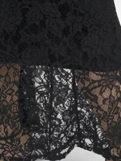 Women's Plus Size Prom Dress Party Dress Lace Dress Long Dress Maxi Dress Black Pink Wine Long Sleeve Pure Color Lace Spring Fall Winter Cold Shoulder Fashion Wedding Guest Birthday Evening Party 2023 -HAYz Clothing Shop rrstkz1693535471466