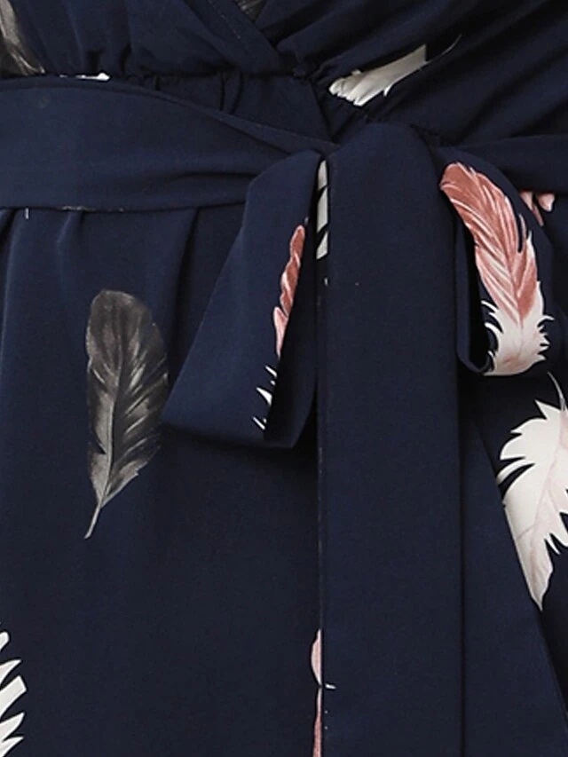 Women's Plus Size Curve Work Dress Sheath Dress Semi Formal Dress Fashion Mini Dress Lace Up Print V Neck Long Sleeve Print Loose Fit Black Blue Fall Winter L XL XXL 3XL 4XL 7 Women's Plus Size Curve Work Dress Sheath Dress Semi Formal Dress Fashion Mini Dress Lace Up Print V Neck Long Sleeve Print Loose Fit Black Blue Fall Winter L XL XXL 3XL 4XL - Image 7