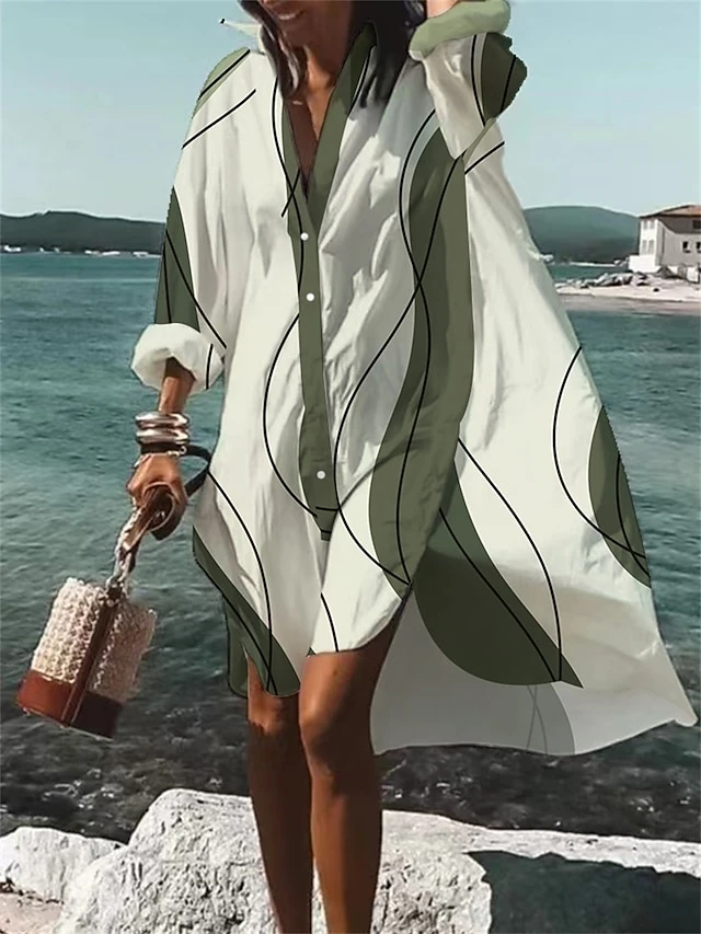 Women's Shirt Dress Casual Dress Swing Dress Midi Dress Outdoor Daily Vacation Polyester Classic Casual Shirt Collar Button Long Sleeve Summer Spring Fall 2023 Loose Fit ArmyGreen Black Navy Blue 2 Women's Shirt Dress Casual Dress Swing Dress Midi Dress Outdoor Daily Vacation Polyester Classic Casual Shirt Collar Button Long Sleeve Summer Spring Fall 2023 Loose Fit ArmyGreen Black Navy Blue - Image 2