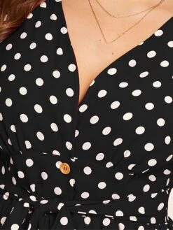 Women‘s Plus Size Curve Flattering Dresses Elegant Apple Shaped Dress Casual Dress A Line Dress Polka Dot Midi Dress Sleeveless Print V Neck Fashion Daily Black White Spring Summer Dress -HAYz Clothing Shop rsthkr1672800408333