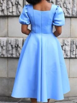 Women‘s Plus Size Curve Party Dress Solid Color Square Neck Short Sleeve Spring Fall Formal Prom Dress Midi Dress Party Going Out Dress -HAYz Clothing Shop rtadkc1659089283840