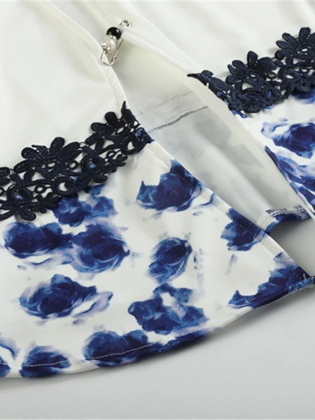 Women‘s Plus Size Curve Work Dress Floral Crew Neck Print 3/4 Length Sleeve Spring Fall Elegant Casual Midi Dress Formal Work Dress 6 Women‘s Plus Size Curve Work Dress Floral Crew Neck Print 3/4 Length Sleeve Spring Fall Elegant Casual Midi Dress Formal Work Dress - Image 6