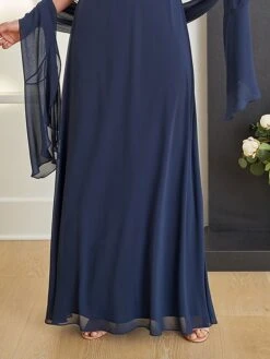 Women's Two Piece Dress Set Party Dress Lace Dress Party Outdoor Fashion Streetwear Lace Patchwork Long Dress Maxi Dress V Neck Sleeveless Plain Regular Fit Navy Blue Fall Winter S M L XL XXL -HAYz Clothing Shop rtrhir1696579883106