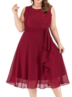 Women‘s Plus Size Curve Easter Dress Party Dress Solid Color Boat Neck Ruched Short Sleeve Spring Fall Casual Prom Dress Midi Dress Casual Daily Dress
