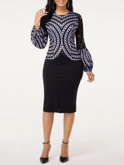 Women's Dress Set Two Piece Dress Skirt Set Knee Length Dress Black Long Sleeve Geometric Split Fall Winter Autumn Crew Neck Elegant Winter Dress Fall Dress Slim 2023 S M L XL 2XL 3XL 4XL 5XL 7 Women's Dress Set Two Piece Dress Skirt Set Knee Length Dress Black Long Sleeve Geometric Split Fall Winter Autumn Crew Neck Elegant Winter Dress Fall Dress Slim 2023 S M L XL 2XL 3XL 4XL 5XL -HAYz Clothing Shop rumbew1665490120630