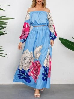 Women's Two Piece Dress Set Casual Dress Skirt Set Daily Going Out Casual Ruched Print Long Dress Maxi Dress Off Shoulder Long Sleeve Floral Regular Fit Blue Green Rose Red Fall Winter S M L XL XXL 22 Women's Two Piece Dress Set Casual Dress Skirt Set Daily Going Out Casual Ruched Print Long Dress Maxi Dress Off Shoulder Long Sleeve Floral Regular Fit Blue Green Rose Red Fall Winter S M L XL XXL -HAYz Clothing Shop rwcmlh1692339424633