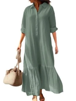 Women's Casual Dress Cotton Dress Swing Dress Maxi Long Dress Cotton Basic Classic Outdoor Daily Vacation Shirt Collar Ruched Button Long Sleeve Spring Fall Winter 2023 Loose Fit Blue Green Khaki 10 Women's Casual Dress Cotton Dress Swing Dress Maxi Long Dress Cotton Basic Classic Outdoor Daily Vacation Shirt Collar Ruched Button Long Sleeve Spring Fall Winter 2023 Loose Fit Blue Green Khaki -HAYz Clothing Shop rwyrza1695283867219
