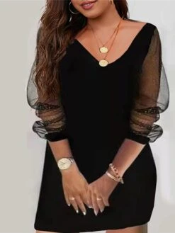 Women‘s Plus Size Curve Casual Dress Floral V Neck Long Sleeve Fall Spring Casual Mini Dress Daily Vacation Dress -HAYz Clothing Shop rxqlli1671534504818