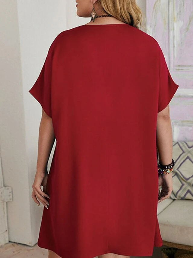Women‘s Plus Size Curve Casual Dress T Shirt Dress Tee Dress Shift Dress Solid Color Midi Dress Short Sleeve Crew Neck Basic Daily Black Red Spring Summer L 3XL 4XL 5XL 6XL 10 Women‘s Plus Size Curve Casual Dress T Shirt Dress Tee Dress Shift Dress Solid Color Midi Dress Short Sleeve Crew Neck Basic Daily Black Red Spring Summer L 3XL 4XL 5XL 6XL - Image 10