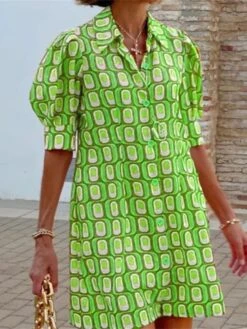 Women's Shirt Dress Casual Dress Shift Dress Midi Dress Outdoor Daily Vacation Polyester Classic Casual Shirt Collar Button Half Sleeve Summer Spring Fall 2023 Loose Fit Yellow Red Purple Plaid S M L -HAYz Clothing Shop rzvhxo1680164407494