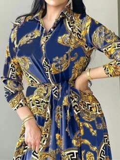 Women's Shirt Dress Casual Dress Swing Dress Maxi Long Dress Outdoor Daily Vacation Polyester Fashion Elegant Shirt Collar Lace Up Button Long Sleeve Spring Fall Winter 2023 Loose Fit ArmyGreen Red -HAYz Clothing Shop salpsf1695027664181