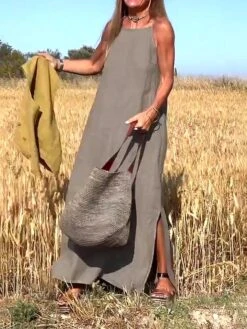 Women's Casual Dress Cotton Linen Dress Shift Dress Maxi Long Dress Cotton Blend Fashion Modern Outdoor Daily Holiday Spaghetti Strap Split Sleeveless Summer Spring 2023 Loose Fit Orange Gray Plain S 7 Women's Casual Dress Cotton Linen Dress Shift Dress Maxi Long Dress Cotton Blend Fashion Modern Outdoor Daily Holiday Spaghetti Strap Split Sleeveless Summer Spring 2023 Loose Fit Orange Gray Plain S -HAYz Clothing Shop sapvlz1686196573741