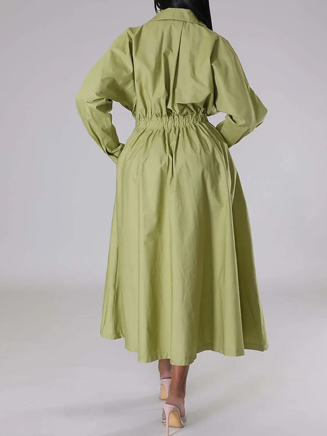 Women's Shirt Dress Casual Dress Swing Dress Maxi Long Dress Outdoor Daily Vacation Cotton And Linen Fashion Casual Shirt Collar Button Rolled Cuff Long Sleeve Spring Fall Winter 2023 Slim Black 2 Women's Shirt Dress Casual Dress Swing Dress Maxi Long Dress Outdoor Daily Vacation Cotton And Linen Fashion Casual Shirt Collar Button Rolled Cuff Long Sleeve Spring Fall Winter 2023 Slim Black - Image 2