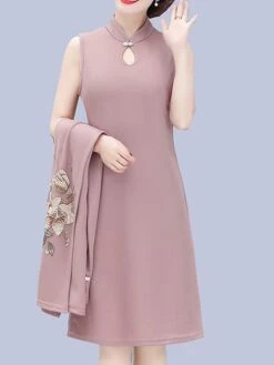 Women's Two Piece Dress Set Print Dress Outdoor Vacation Casual Print Midi Dress Stand Collar Long Sleeve Floral Loose Fit Pink Wine Blue Fall Winter XL XXL XXXL 4XL 5XL -HAYz Clothing Shop sbxehj1675853180729