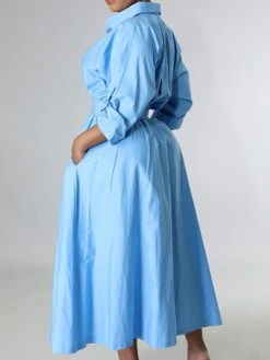 Women's Casual Dress Swing Dress Long Dress Maxi Dress Blue Yellow Orange Long Sleeve Pure Color Pocket Winter Fall Autumn Shirt Collar Winter Dress Weekend Fall Dress Loose Fit 2023 S M L XL XXL -HAYz Clothing Shop scqpqo1653990829197