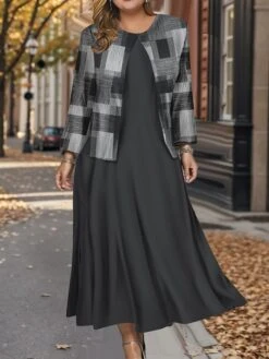 Women's Plus Size Two Piece Dress Set Casual Dress Swing Dress Outdoor Office Fashion Streetwear Print Midi Dress Crew Neck Long Sleeve Plaid Regular Fit Black Blue Brown Fall Winter L XL XXL 3XL 4XL 17 Women's Plus Size Two Piece Dress Set Casual Dress Swing Dress Outdoor Office Fashion Streetwear Print Midi Dress Crew Neck Long Sleeve Plaid Regular Fit Black Blue Brown Fall Winter L XL XXL 3XL 4XL -HAYz Clothing Shop sdaqxa1697782567196