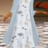 Women's Two Piece Dress Set Casual Dress Print Dress Outdoor Daily Fashion Modern Print Midi Dress Crew Neck 3/4 Length Sleeve Floral Regular Fit White Summer Spring S M L XL XXL