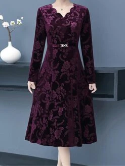 Women's Plus Size Party Dress Velvet Dress Cocktail Dress Midi Dress Wine Blue Purple Long Sleeve Floral Jacquard Spring Fall Winter Split Neck Fashion Winter Dress Wedding Guest Vacation 2023 XL XXL 15 Women's Plus Size Party Dress Velvet Dress Cocktail Dress Midi Dress Wine Blue Purple Long Sleeve Floral Jacquard Spring Fall Winter Split Neck Fashion Winter Dress Wedding Guest Vacation 2023 XL XXL -HAYz Clothing Shop sdxqko1692242387422