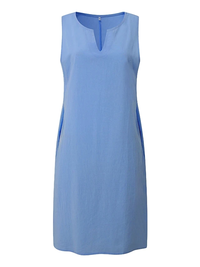 Women‘s Casual Dress Cotton Dress Shift Dress Midi Dress Green Blue Pink Sleeveless Pure Color Spring Summer V Neck Basic Daily Weekend Loose Fit 2023 S M L XL XXL 3XL 4XL 18 Women‘s Casual Dress Cotton Dress Shift Dress Midi Dress Green Blue Pink Sleeveless Pure Color Spring Summer V Neck Basic Daily Weekend Loose Fit 2023 S M L XL XXL 3XL 4XL - Image 18