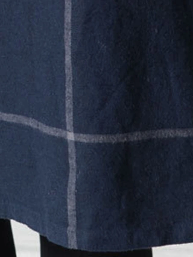 Women's Casual Dress Cotton Linen Dress Plaid Dress Midi Dress Polyester Basic Classic Outdoor Daily Vacation Crew Neck Pocket Print Long Sleeve Fall Winter Autumn 2023 Loose Fit Navy Blue Plaid L XL 10 Women's Casual Dress Cotton Linen Dress Plaid Dress Midi Dress Polyester Basic Classic Outdoor Daily Vacation Crew Neck Pocket Print Long Sleeve Fall Winter Autumn 2023 Loose Fit Navy Blue Plaid L XL - Image 10