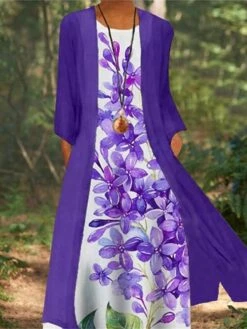 Women's Dress Set Two Piece Dress Church Dress Long Dress Maxi Dress White Red Blue Long Sleeve Floral Print Summer Spring Crew Neck Modern Winter Dress Fall Dress Loose Fit 2023 M L XL XXL 3XL 4XL -HAYz Clothing Shop shskpl1634096385416