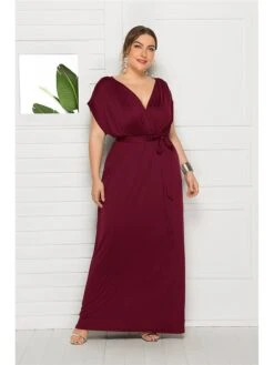 Women's Plus Size Party Dress Solid Color V Neck Short Sleeve Summer Spring Elegant Casual Prom Dress Maxi Long Dress Party Daily Dress 24 Women's Plus Size Party Dress Solid Color V Neck Short Sleeve Summer Spring Elegant Casual Prom Dress Maxi Long Dress Party Daily Dress -HAYz Clothing Shop siyojb1597046644877